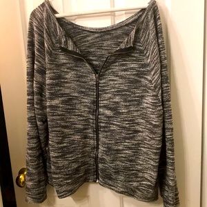 Full zip front moto sweater fits like an xl!